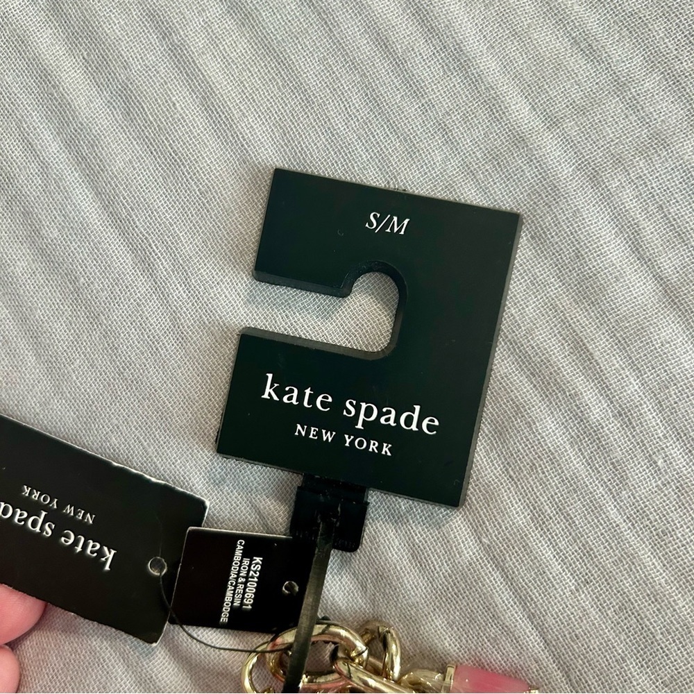 NWT Authentic Kate Spade Iron Gold and Resin Pink Chain Belt Sz S/M - Picture 3 of 4